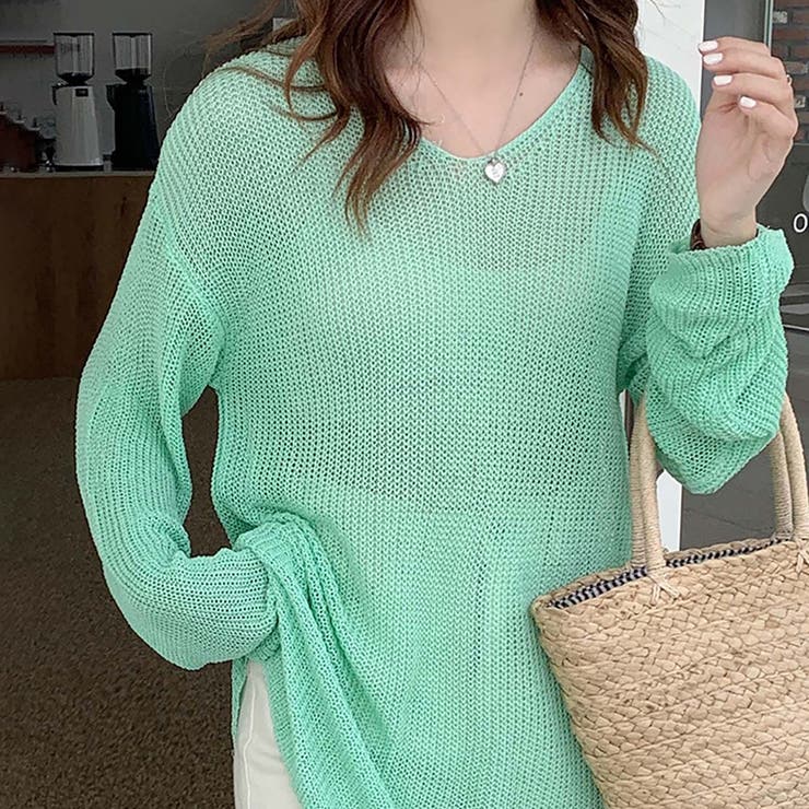 Vネックサマーニットプルオーバー【韓国ファッション】 | Doula Doula | 詳細画像17 