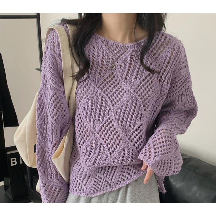 みかんヨーグルト⭐︎ソフトぺプラムニットプルオーバー UNISEX》Oni-Waffle Chemical Over-Dye Prime-Over Crew Neck