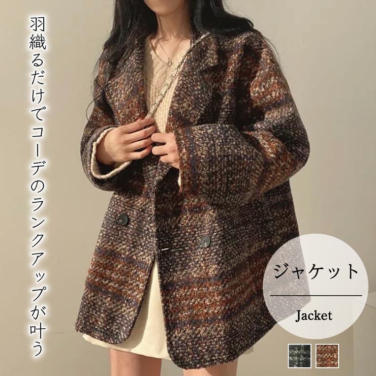 girly doll チェック柄コート ブラウン系 girly doll チェック柄コート ブラウン系