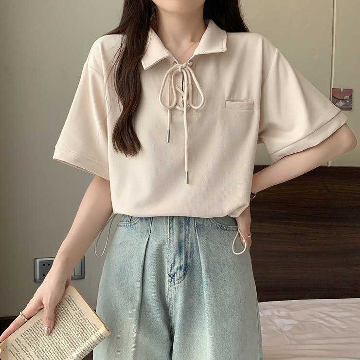 EPOKA THE SHOP レースアップ 半袖 トップス カーキ EPOKA THE SHOP レースアップ 半袖 トップス カーキ - メルカリ