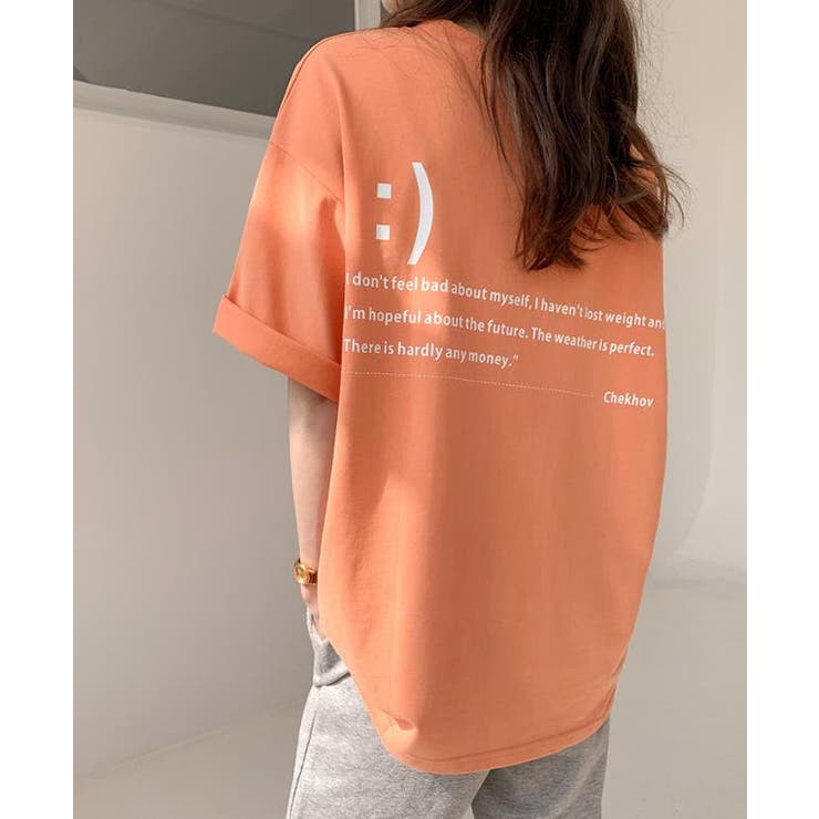 スマイルTシャツ【韓国ファッション】[品番：ZJ000013676