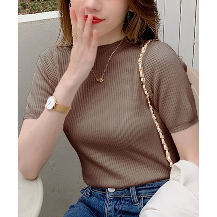 モカ | サマーリブニットトップス【韓国ファッション】 | Girly Doll