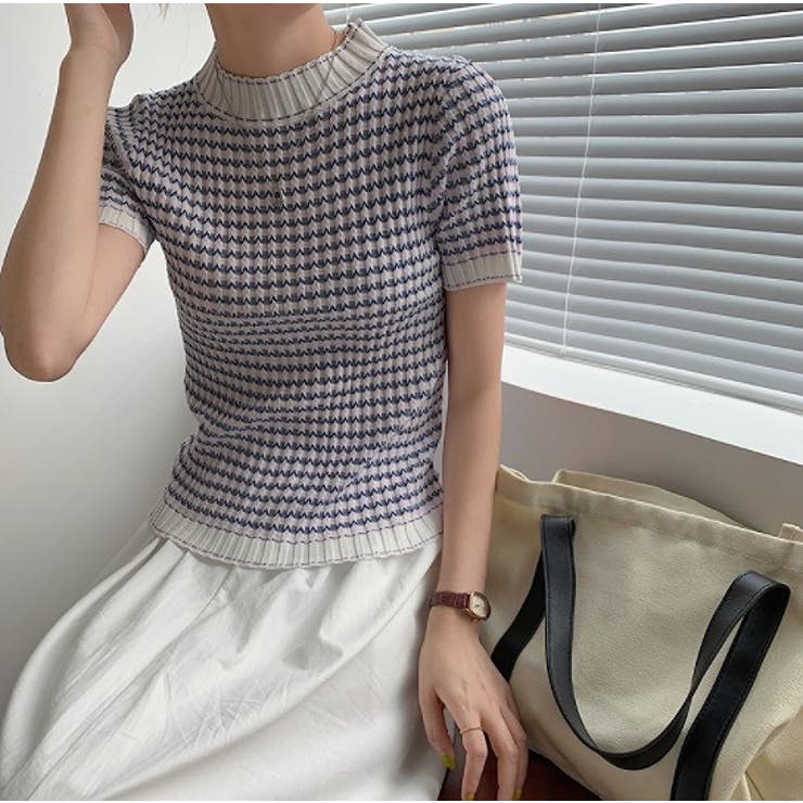 ツイード編み半袖ニットトップス【韓国ファッション】 | Doula Doula | 詳細画像10 