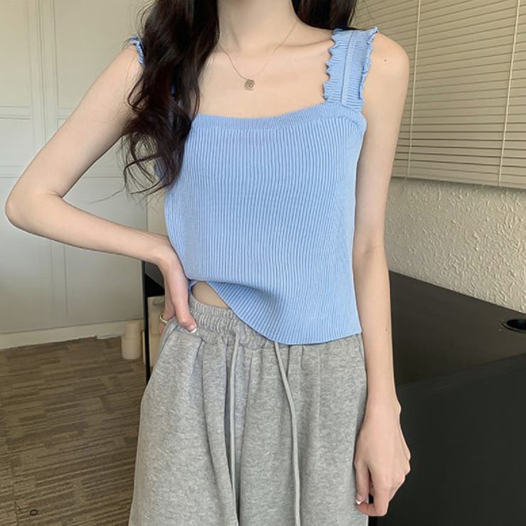 crankフリル付きライトブルータンクトップ CRANK】FRILL SNAP SLEEVELESS – PRESSING WEB SHOP