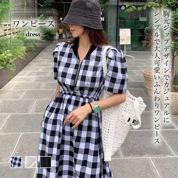 黒ワンピース【ドリームデザイン】3293 ハーフジップドロストロング