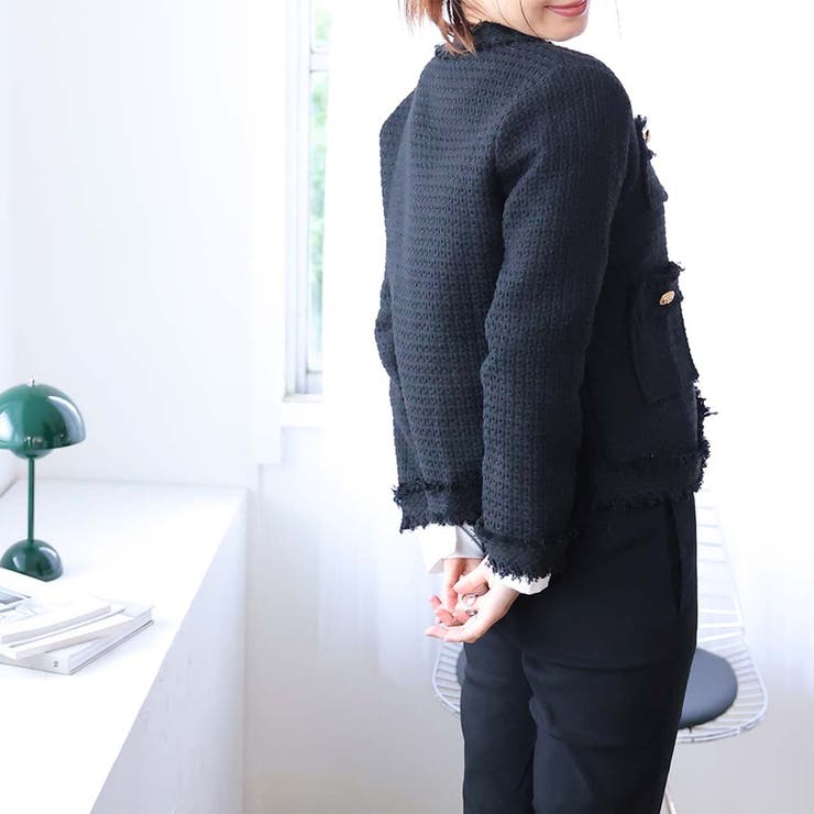 ツイードジャケット【韓国ファッション】[品番：ZJ000022969