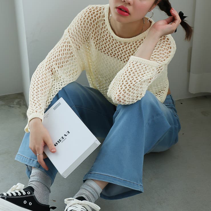 ゆるメッシュ透かし編みプルオーバー | Girly Doll | 詳細画像5 