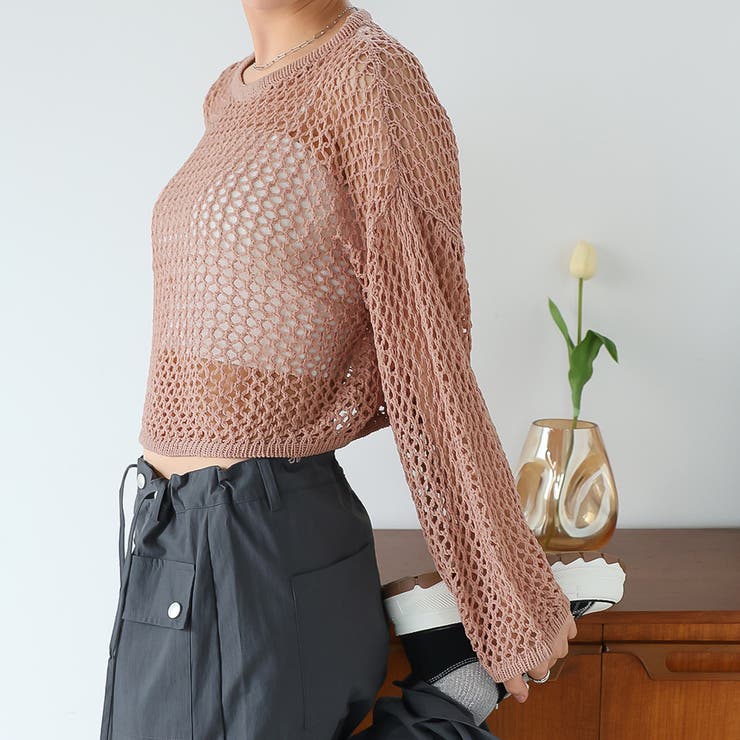 ゆるメッシュ透かし編みプルオーバー | Girly Doll | 詳細画像12 