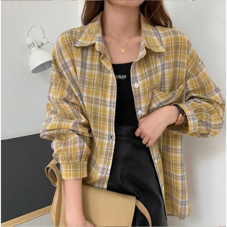 希少❣️Atelier GG 縮み加工あり　チェックシャツ　黄色系　サイズ1ハーフ 希少❣️Atelier GG 縮み加工あり チェックシャツ 黄色系 サイズ