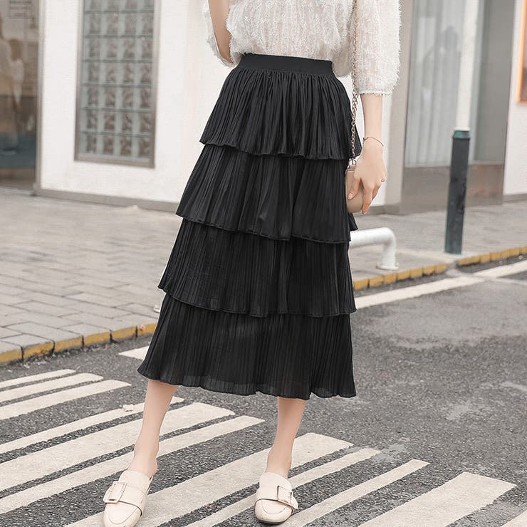 ティアードフリルスカート【韓国ファッション】[品番 ティアードフリルスカート【韓国ファッション】[品番