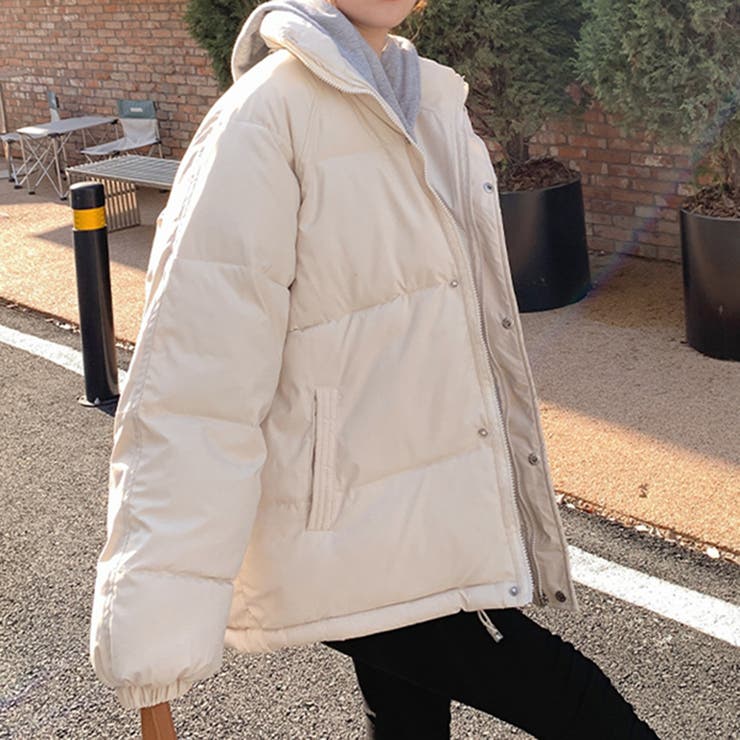 peak 韓国ダウンジャケット アイボリー S オーバーサイズダウン