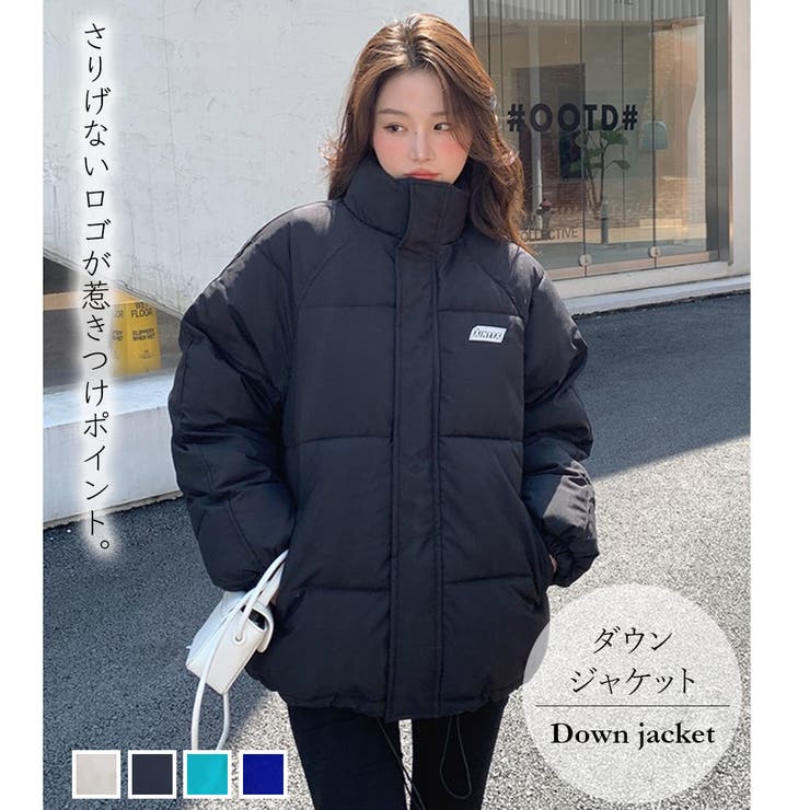 ワンポイントロゴダウンジャケット【韓国ファッション】
