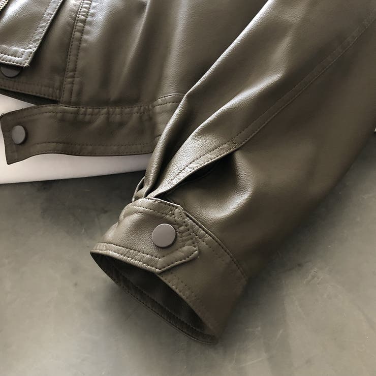 絶妙なサイズ感。PUエコレザーノーカラージャケット | Doula Doula | 詳細画像4 