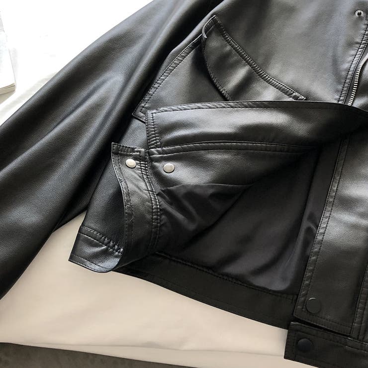 絶妙なサイズ感。PUエコレザーノーカラージャケット | Doula Doula | 詳細画像6 