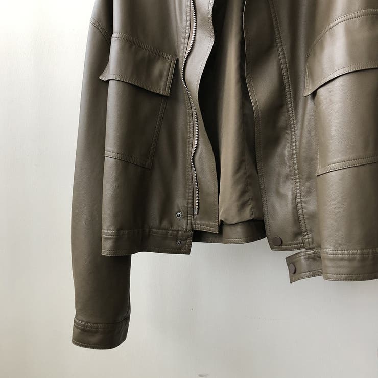 絶妙なサイズ感。PUエコレザーノーカラージャケット | Doula Doula | 詳細画像28 