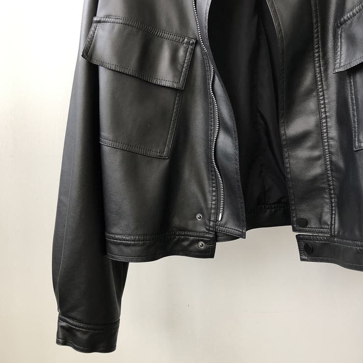 絶妙なサイズ感。PUエコレザーノーカラージャケット | Doula Doula | 詳細画像33 