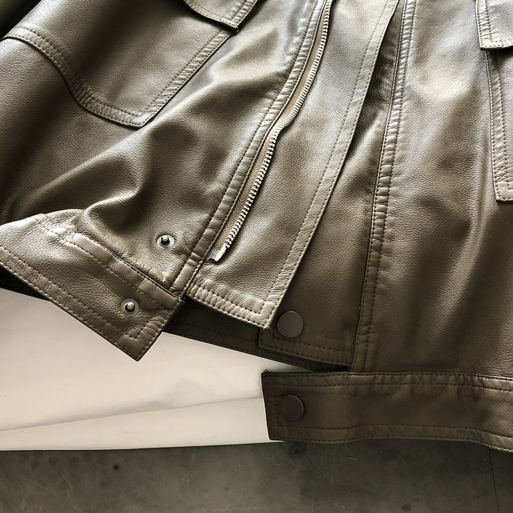 絶妙なサイズ感。PUエコレザーノーカラージャケット | Doula Doula | 詳細画像38 