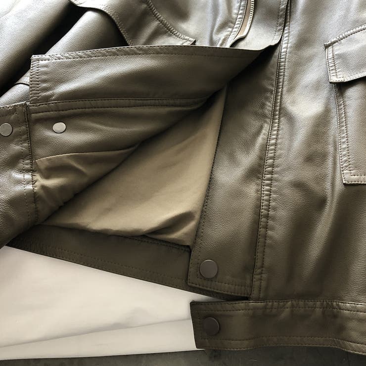 絶妙なサイズ感。PUエコレザーノーカラージャケット | Doula Doula | 詳細画像39 