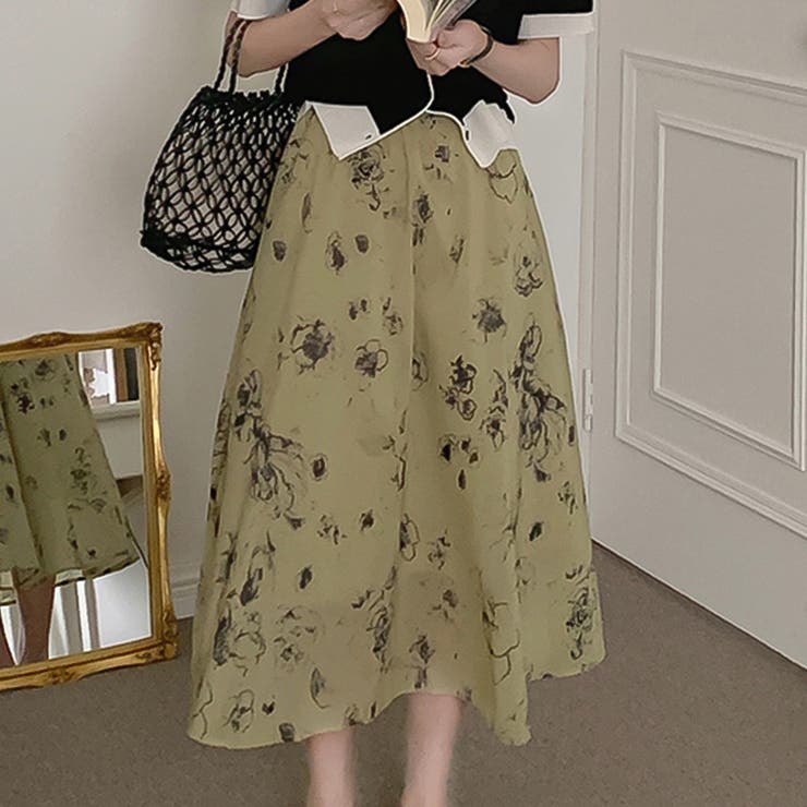 大人可愛い花柄。フレアシフォンロングスカート | Girly Doll | 詳細画像7 