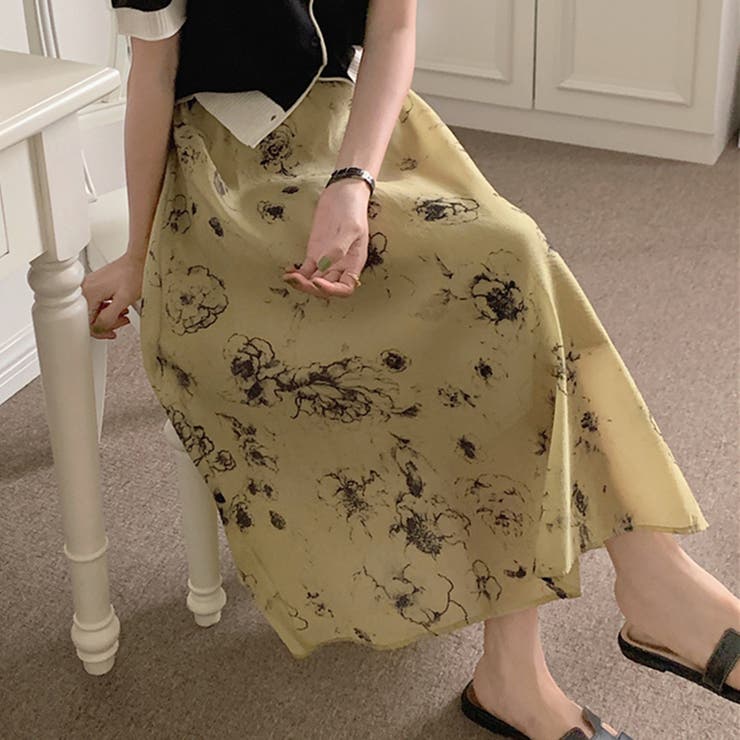 大人可愛い花柄。フレアシフォンロングスカート | Girly Doll | 詳細画像9 