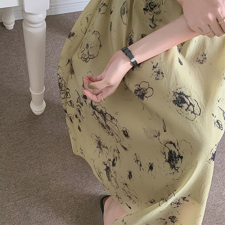 大人可愛い花柄。フレアシフォンロングスカート | Girly Doll | 詳細画像10 