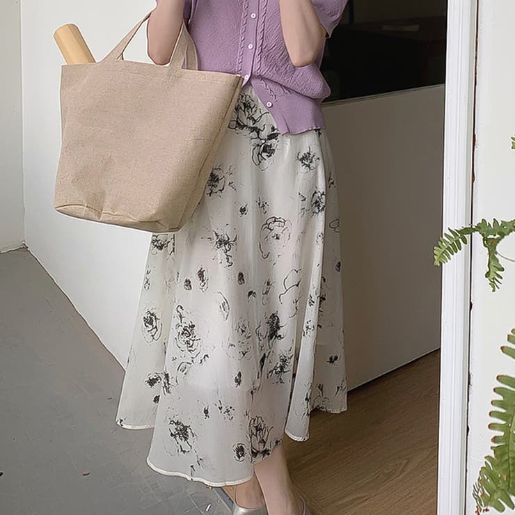 大人可愛い花柄。フレアシフォンロングスカート | Girly Doll | 詳細画像11 