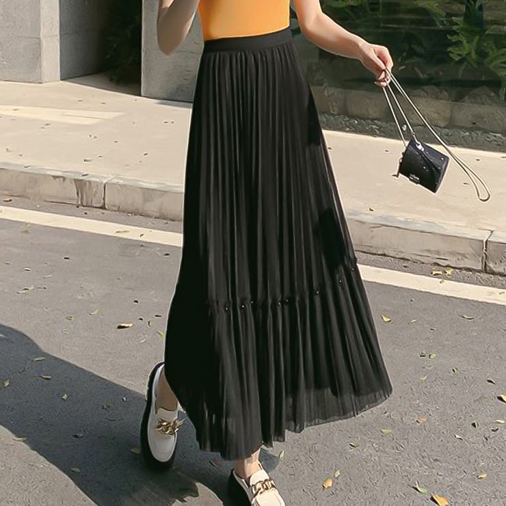 ビアズリー シフォン フレアロングスカート 黒 BEARDSLEY（ビアズリー） スカート ツイードスカート : ZOZOTOWN Yahoo