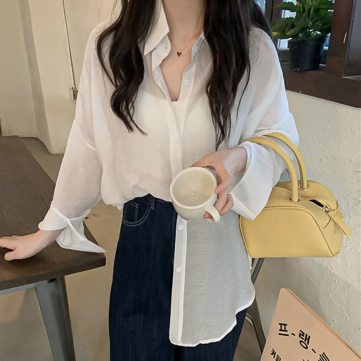ホワイト | 爽やかなシアー素材。シースルーカラーシャツ | Doula Doula