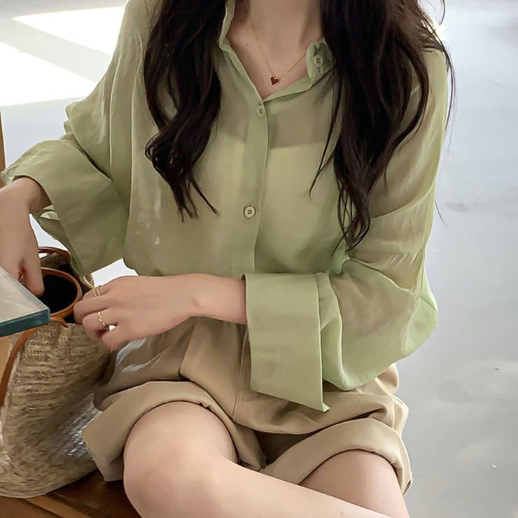 爽やかなシアー素材。シースルーカラーシャツ | Doula Doula | 詳細画像2 