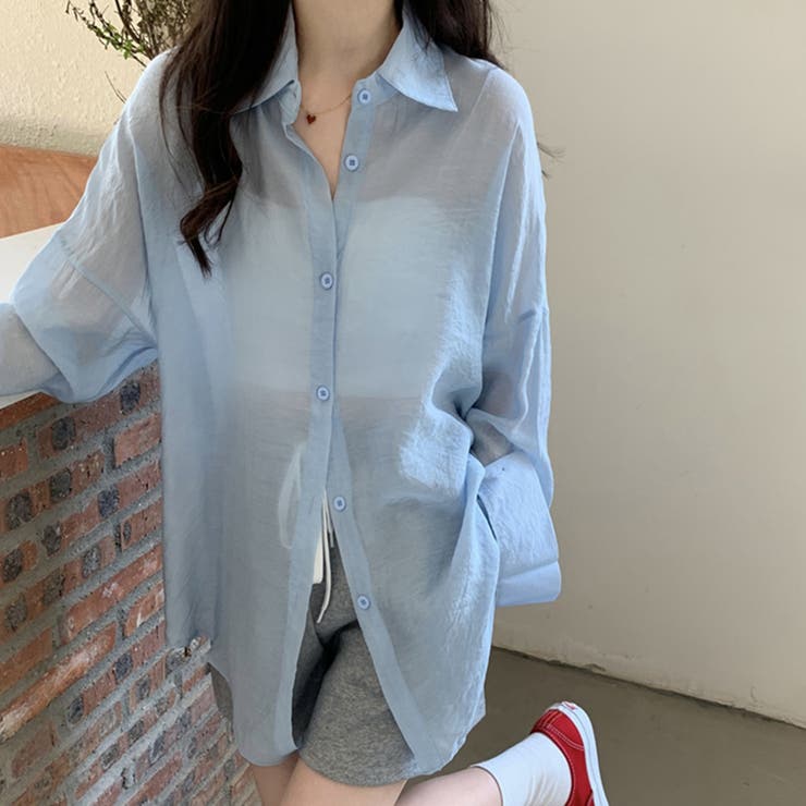 爽やかなシアー素材。シースルーカラーシャツ | Doula Doula | 詳細画像5 