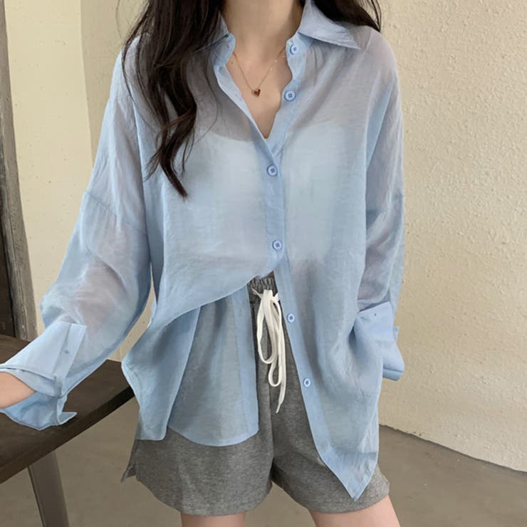 爽やかなシアー素材。シースルーカラーシャツ | Doula Doula | 詳細画像9 