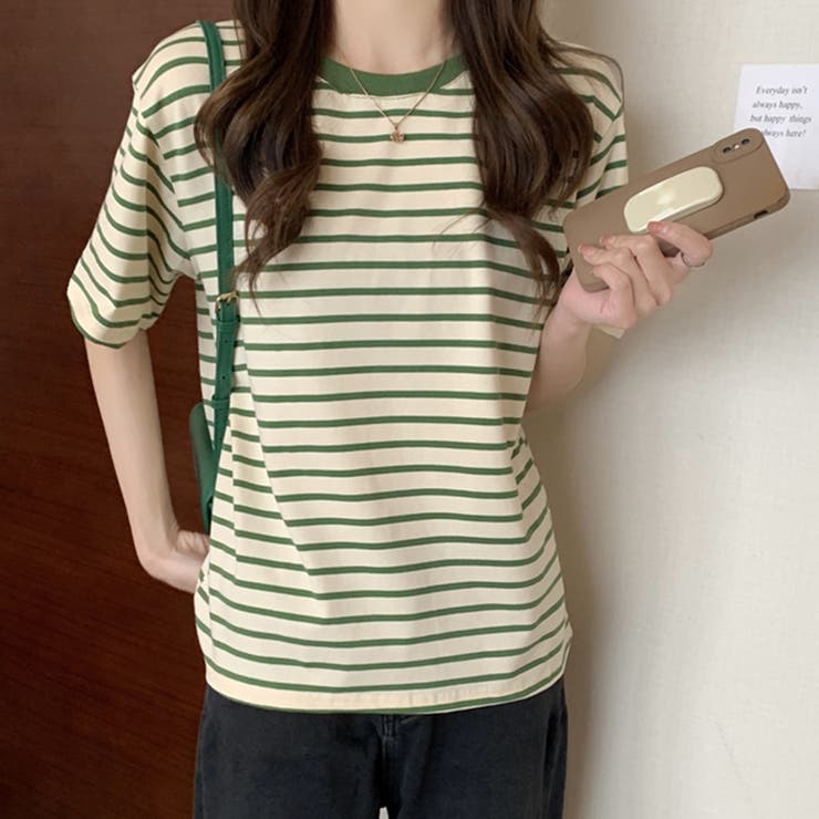 色違いで揃えたい。クルーネックボーダーカラーTシャツ[品番