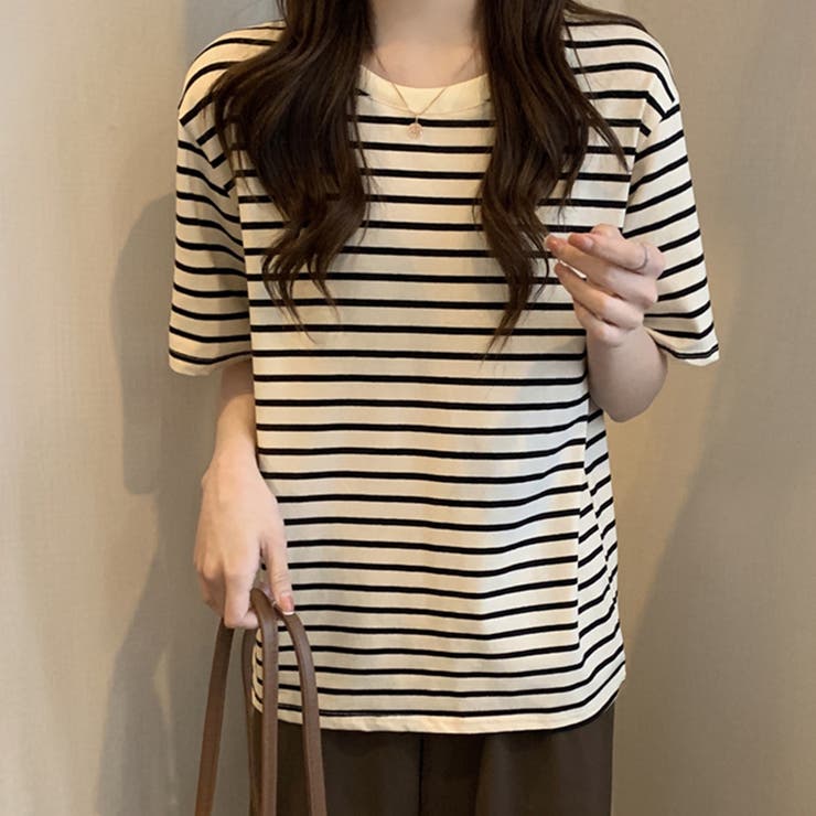 色違いで揃えたい。クルーネックボーダーカラーTシャツ[品番