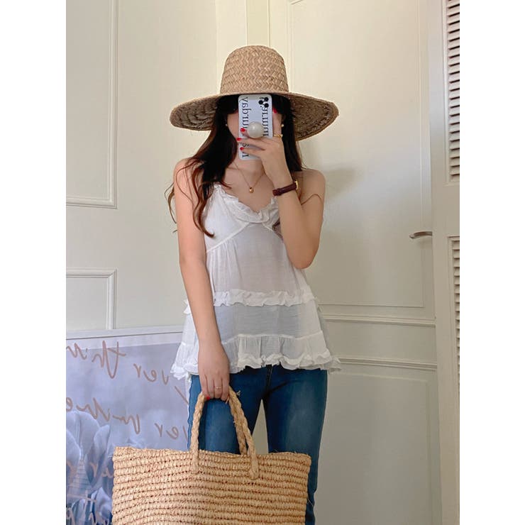 韓国っぽガーリー。コットンフリルキャミソール | Girly Doll | 詳細画像7 