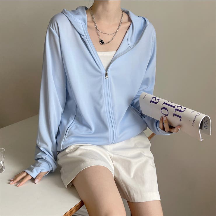 夏の日差しに。フード付きUVカットパーカー ラッシュガード[品番