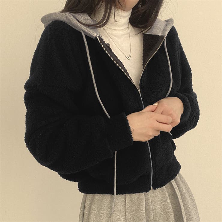 ドッキングフードボアジップパーカー[品番：ZJ000023076]｜Girly Doll