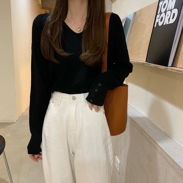 Vネックリブニット【韓国ファッション】 | Girly Doll | 詳細画像21 