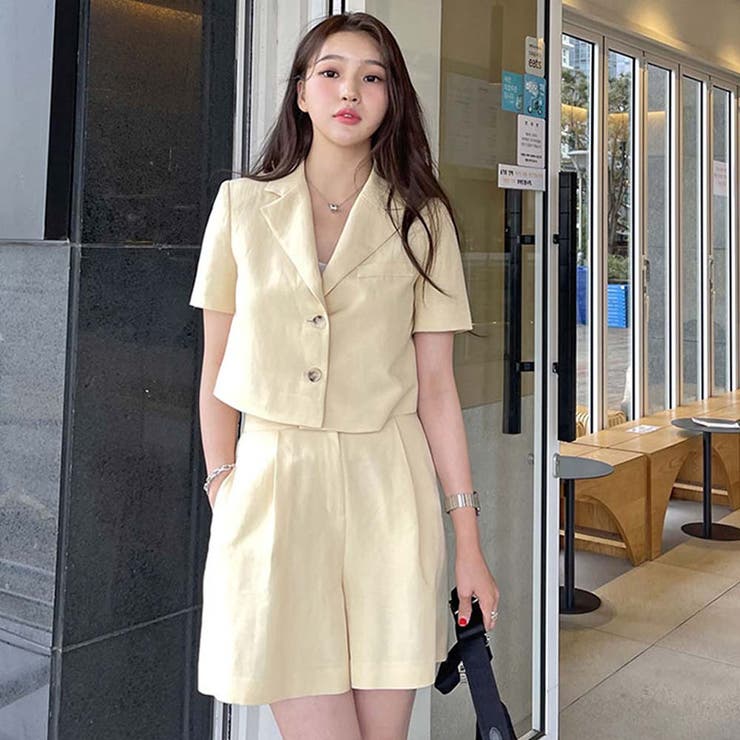 YLEVEリネンセットアップ　ジャケット　ショートパンツ YLEVE イレーヴ リネン ポプリン ジャケット “LINEN POPLIN JK