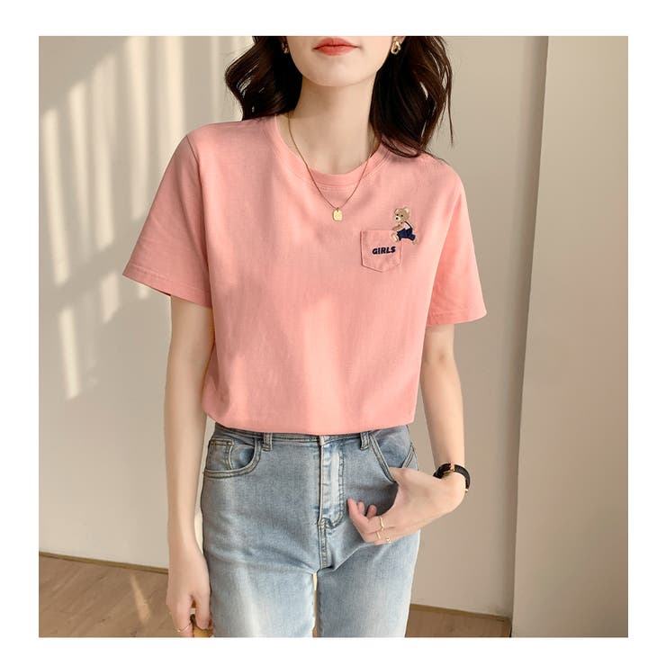★韓国の人気★【Golden 】★女性スウェットシャツ★PINK★ Tシャツ【韓国ファッション】[品番：ZJ000016800]｜Girly Doll