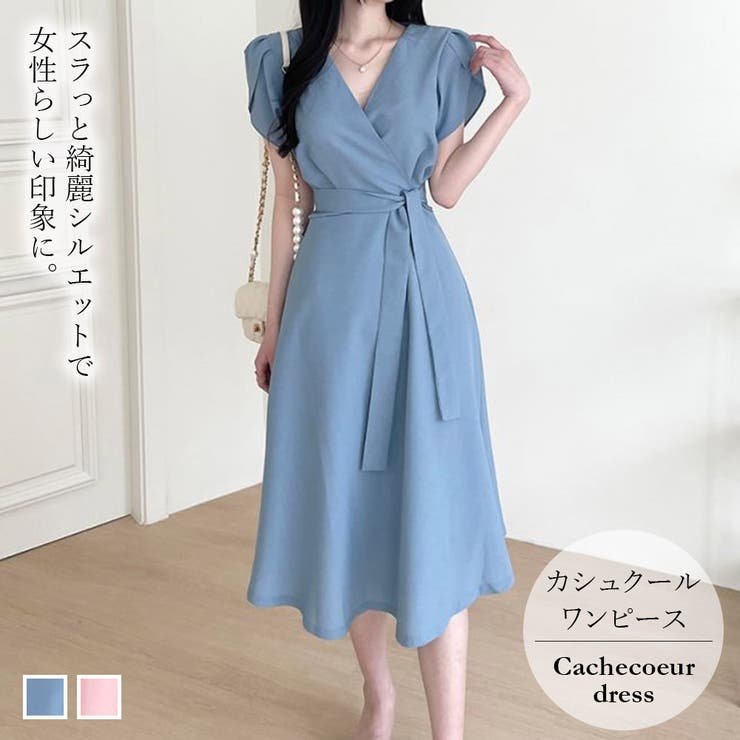 カシュクールパフスリーブウエストリボンワンピース 品番 Zj Girly Doll ガーリードール のレディースファッション通販 Shoplist ショップリスト