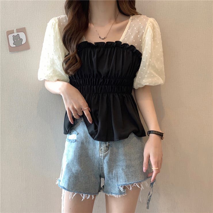 crayme新品Tulle Gather Bustierチュールギャザービスチェ lawgy（ラウジー）の「wrinkle hole gather bustier set tops