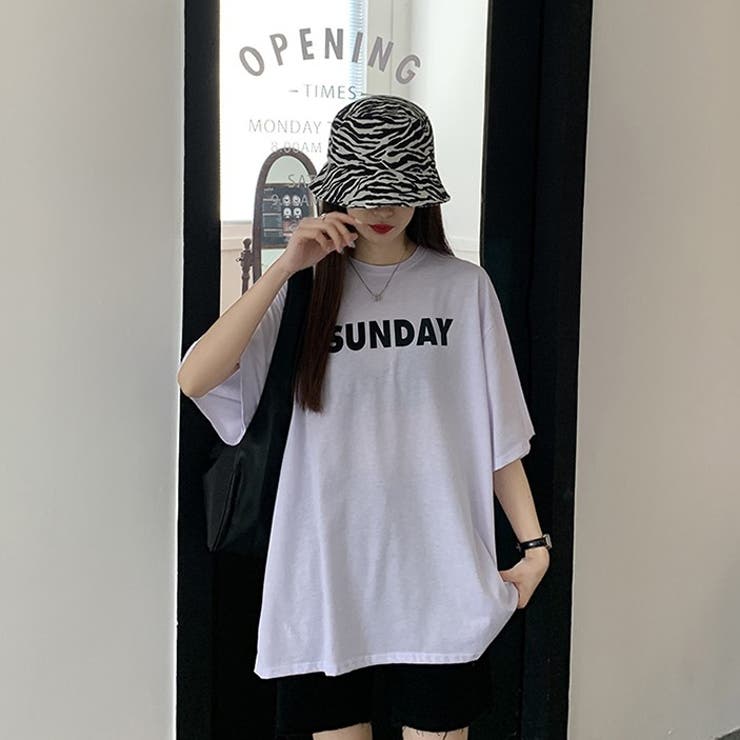 ロゴプリントオーバーサイズTシャツ【韓国ファッション】[品番