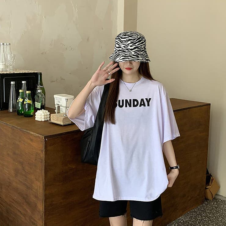 ロゴプリントオーバーサイズTシャツ【韓国ファッション】[品番