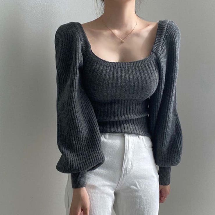 新品　gasa ガサグルー　パフスリーブニット Amazon.co.jp: サマーニット 可愛い パフスリーブ トップス 春