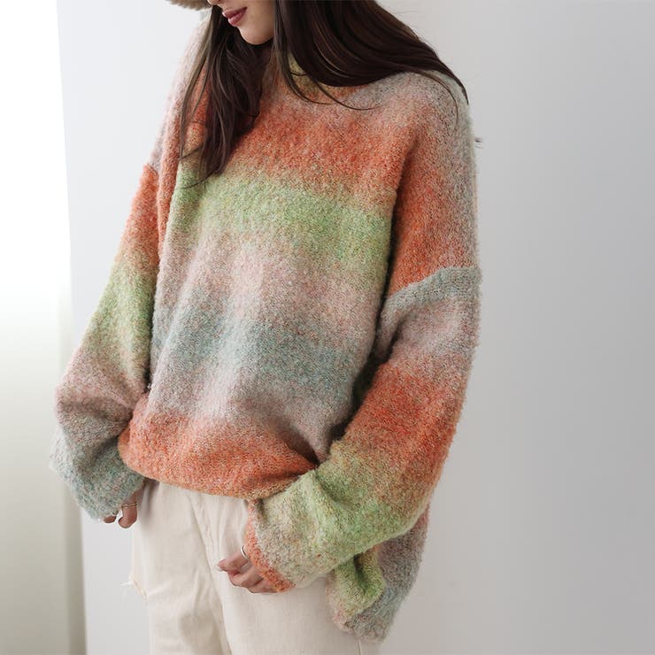 ピンク | グラデーションカラーニットセーター【韓国ファッション】 | Doula Doula