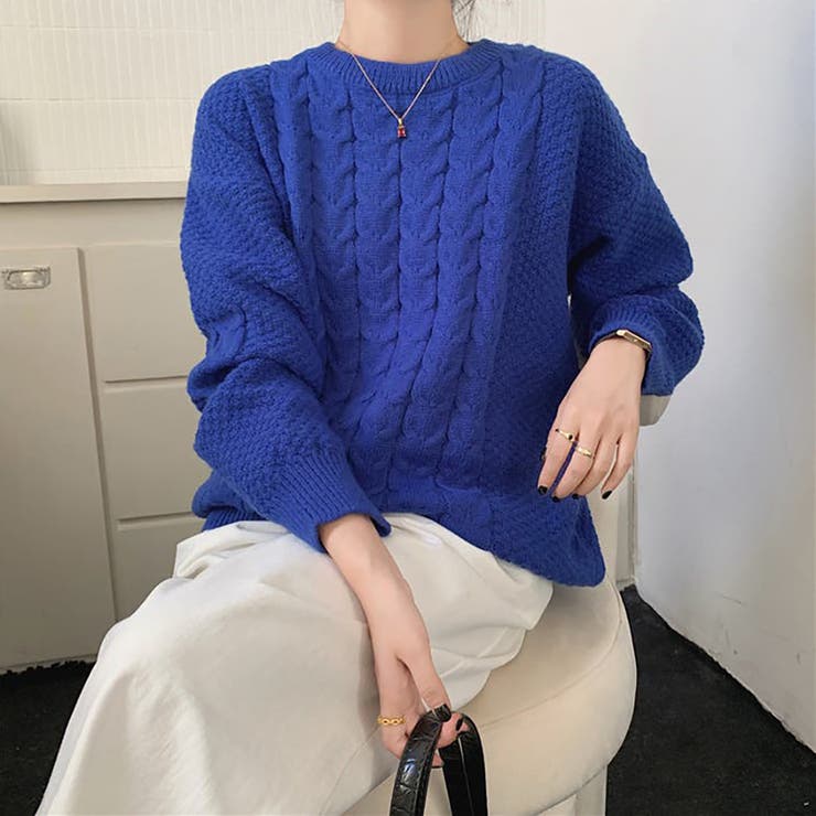 ゾーイ　ZOY FISCHER ティール ケーブルニットセーター新品レディースS ニット セーター 花柄ケーブルニット レディース : ZOZOTOWN