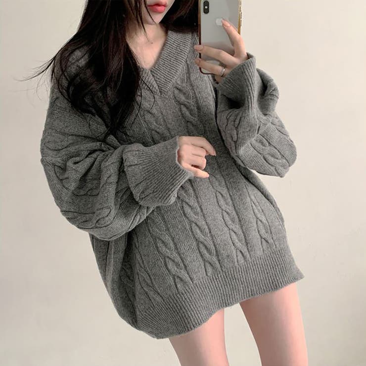 ★韓国の人気★【IONSEOUL】★Border V Collar Kni.t★ニット★ A'GEM/9 × .kom『ACOVER/オコボ』CROPFIT TURTLE NECK LONG