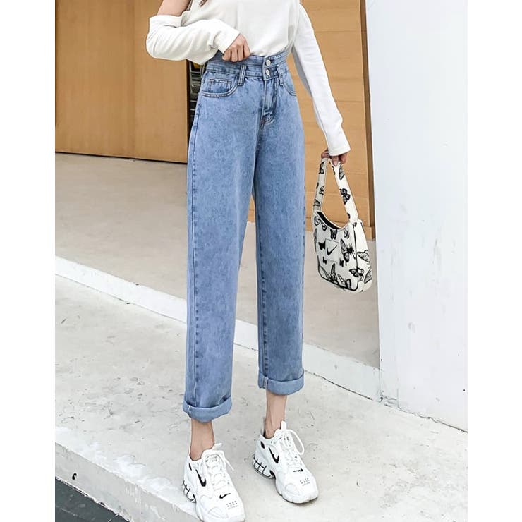 ハイウエストデニムパンツ【韓国ファッション】【春夏新商品