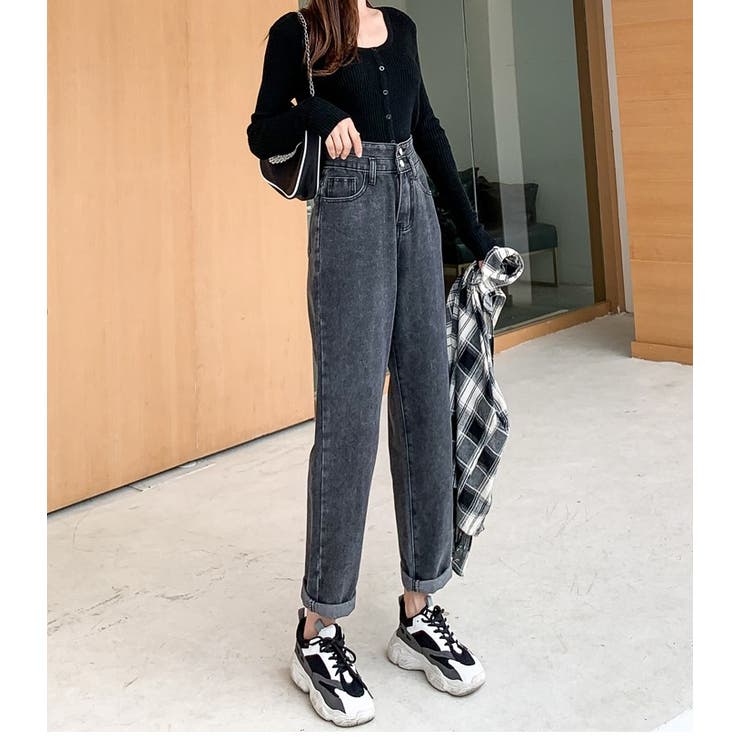 ハイウエストデニムパンツ【韓国ファッション】【春夏新商品