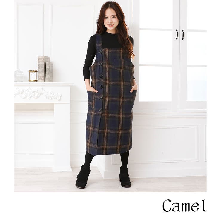 チェック柄ワンピース グリーン キャメル2色 Glb 品番 Zj Girly Doll ガーリードール のレディースファッション通販 Shoplist ショップリスト